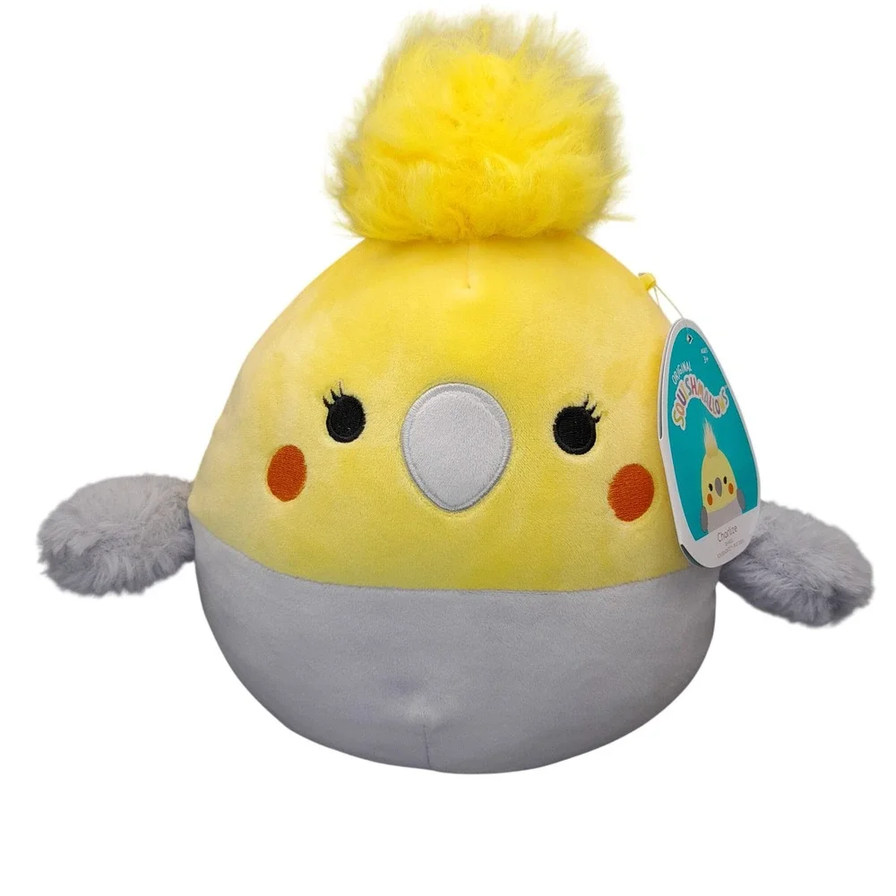 Squishmallows 8 Inch Charlize the Cockatiel Bird Yellow Grey Plush Kellytoy NWT